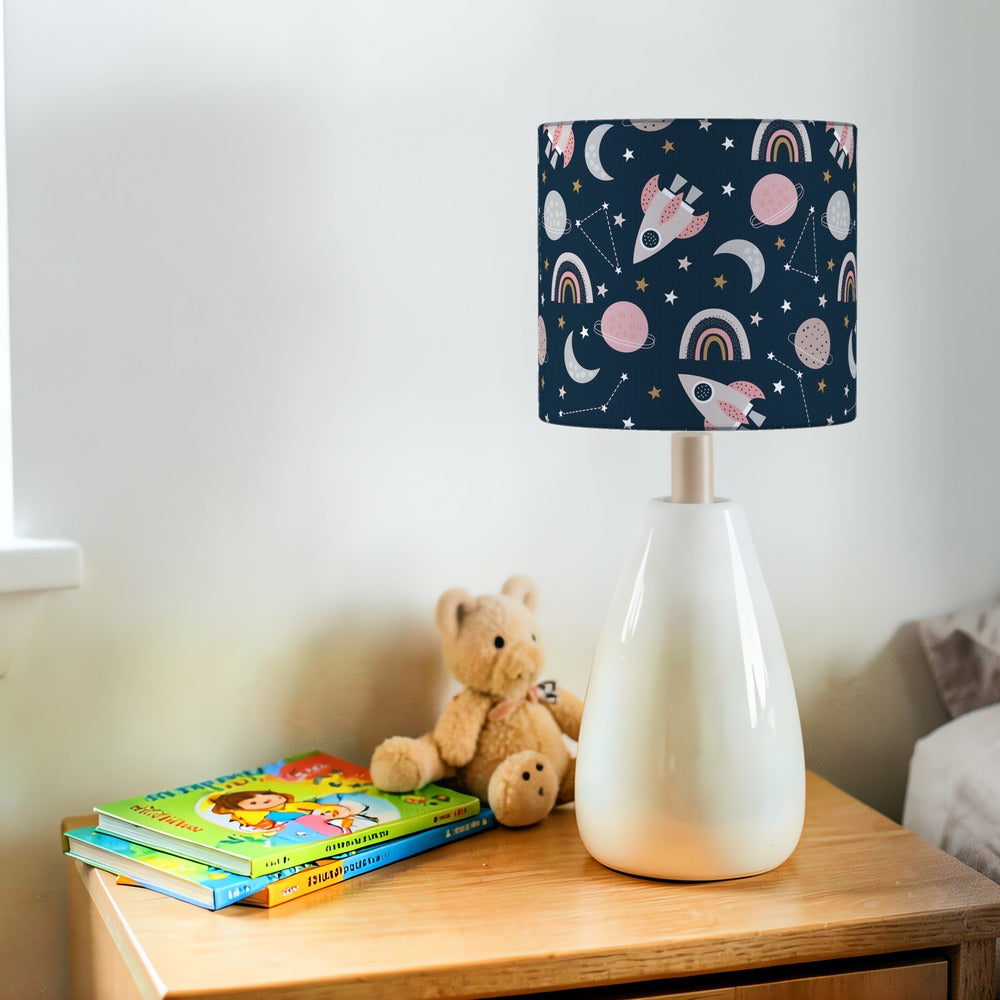 Pink Space Rocket and Rainbow lampshade