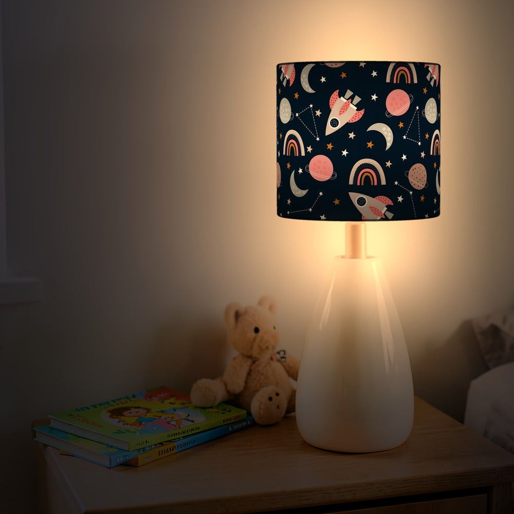 Pink Space Rocket and Rainbow lampshade