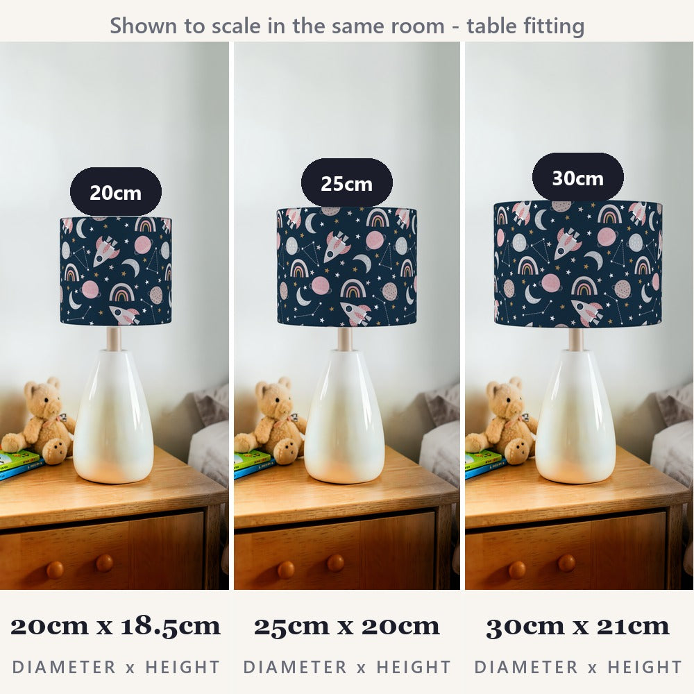 Pink Space Rocket and Rainbow lampshade