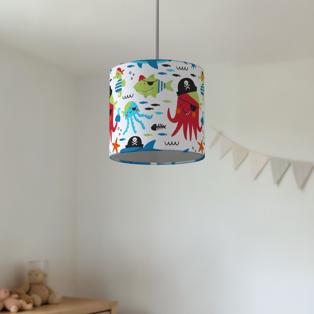 Pirate Adventure Squid and Fish lampshade