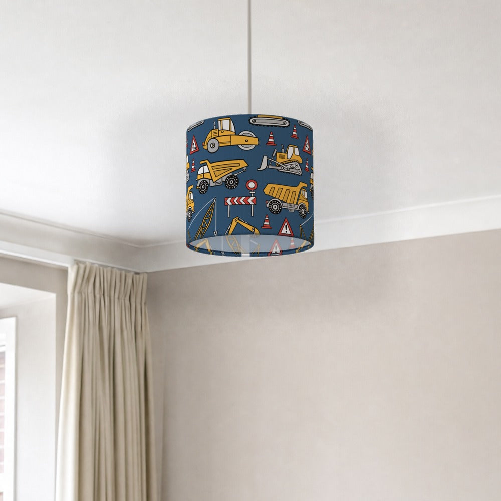 Blue Construction Vehicle lampshade