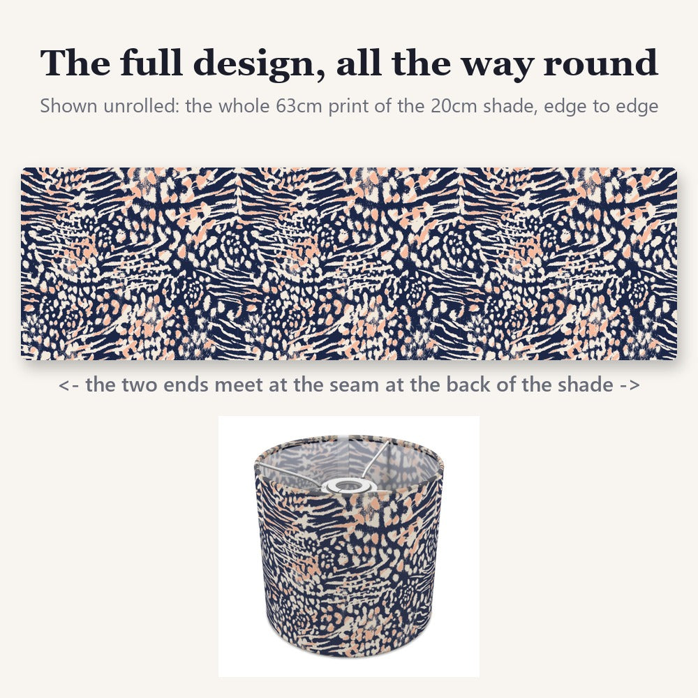 Navy and Peach Animal lampshade