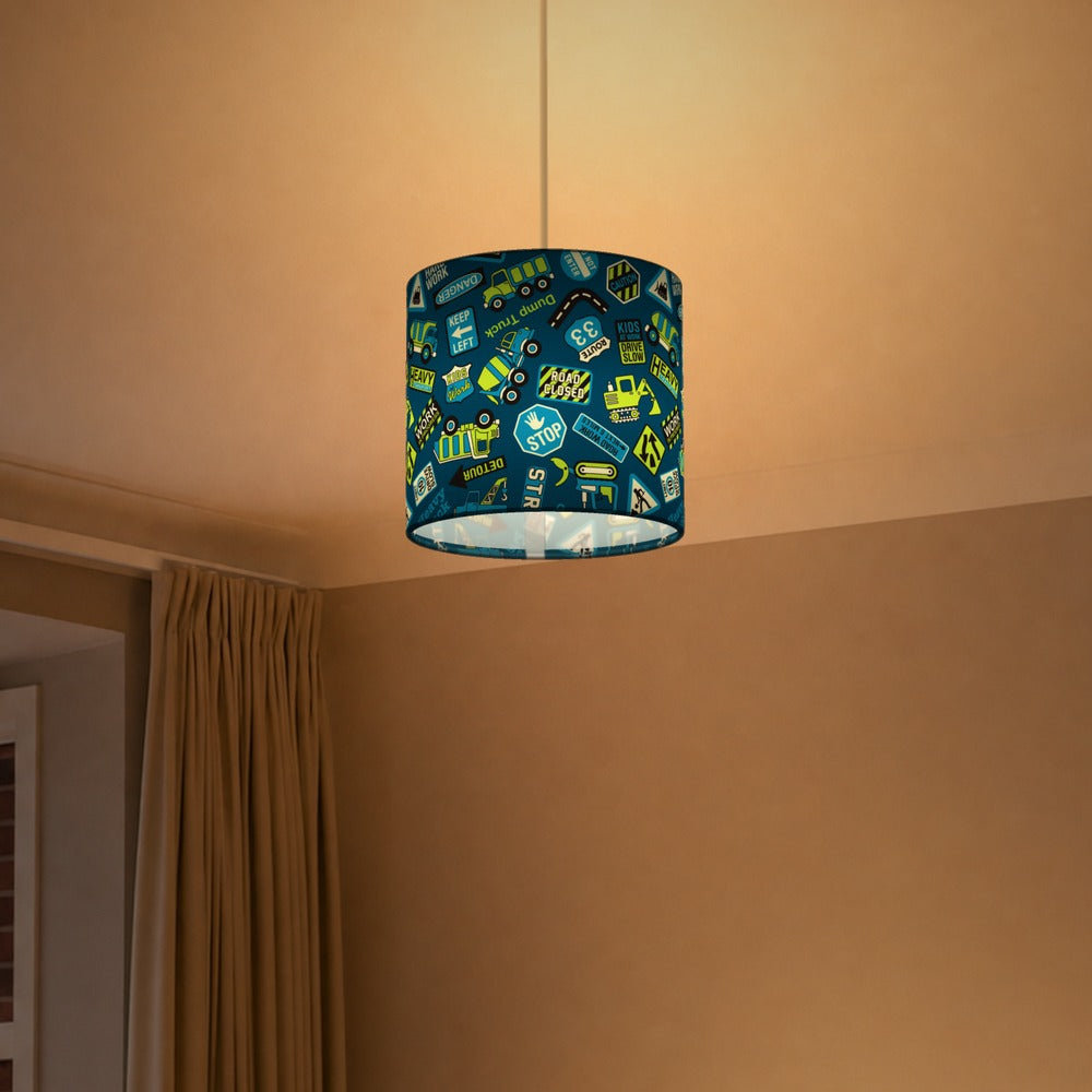 Blue Road Signs Truck Digger lampshade