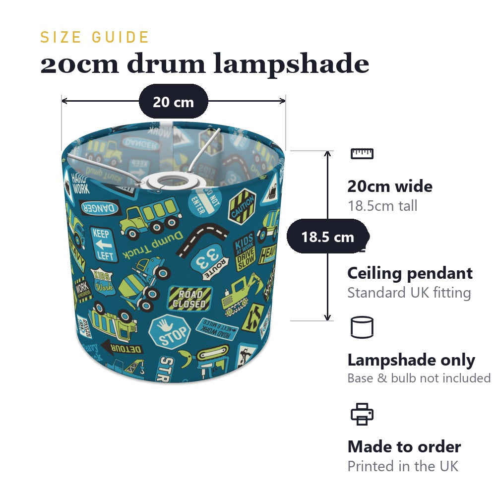 Blue Road Signs Truck Digger lampshade