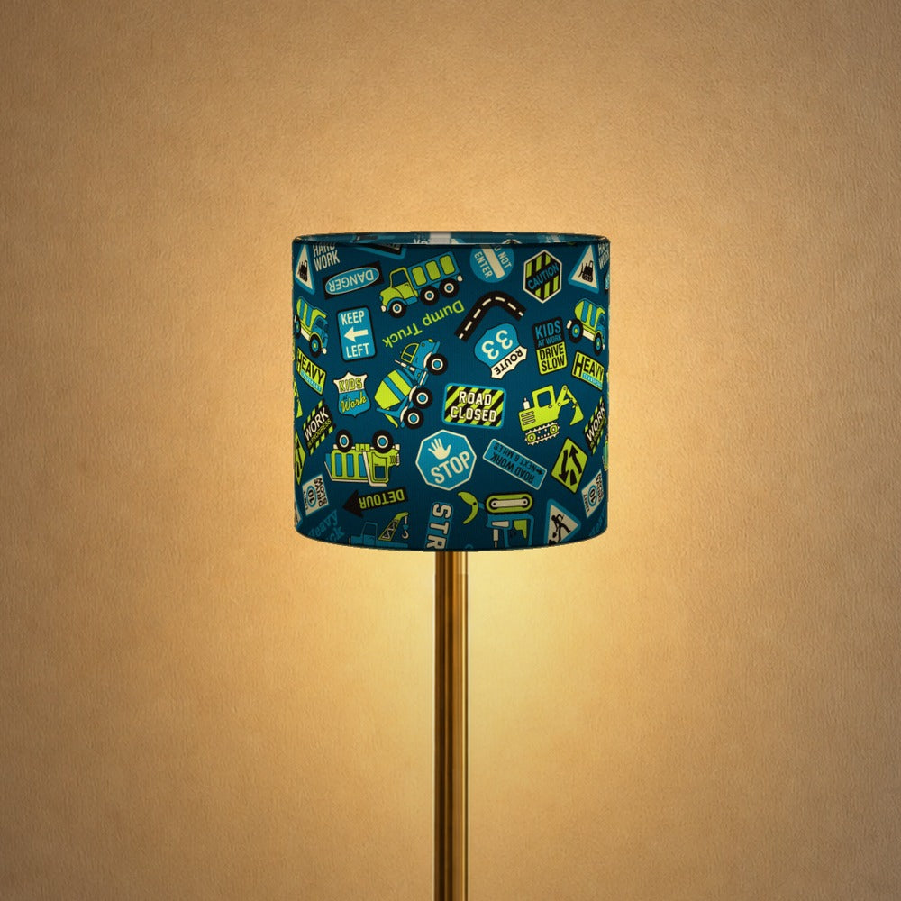 Blue Road Signs Truck Digger lampshade