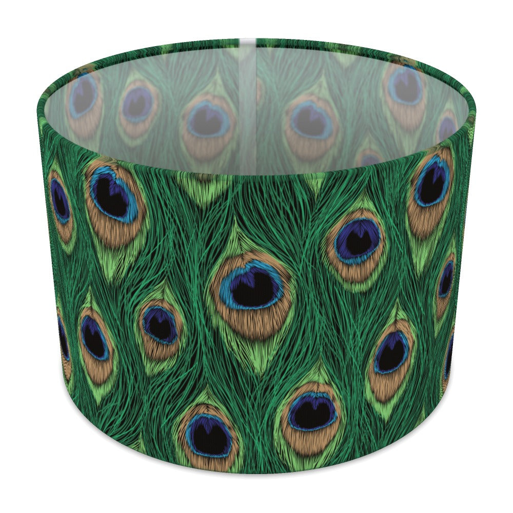 Vibrant Peacock Feather lampshade - 30cm Table