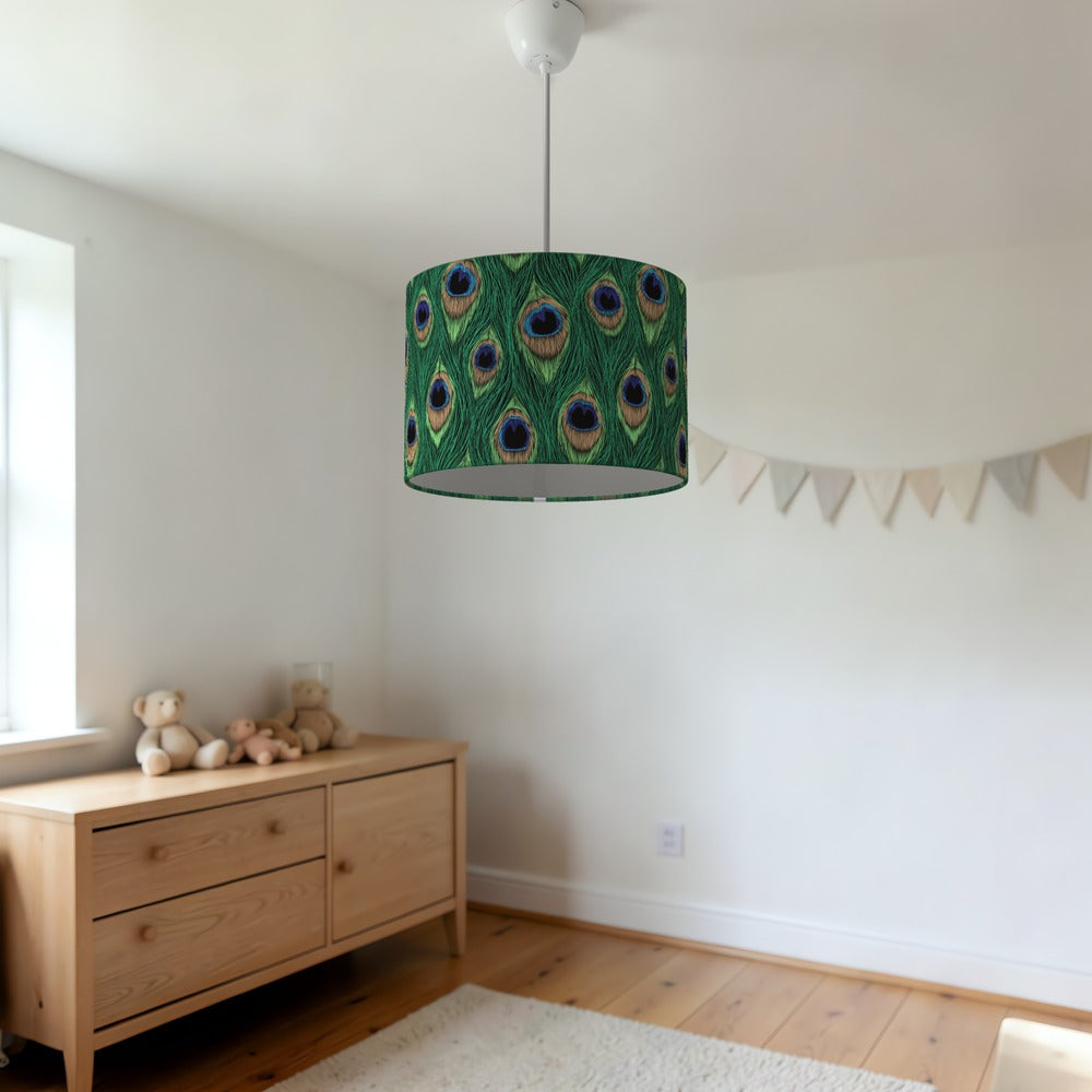 Vibrant Peacock Feather lampshade