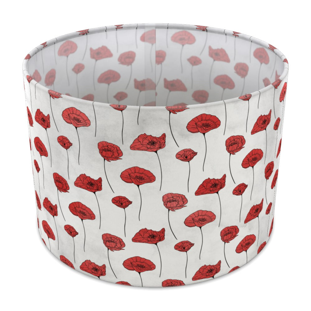 Red Poppy Floral lampshade - 30cm Table