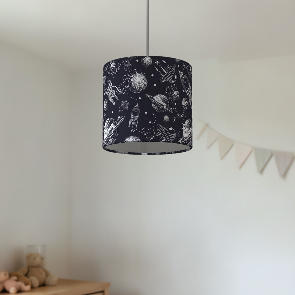 Navy Space Rocket Galaxy lampshade
