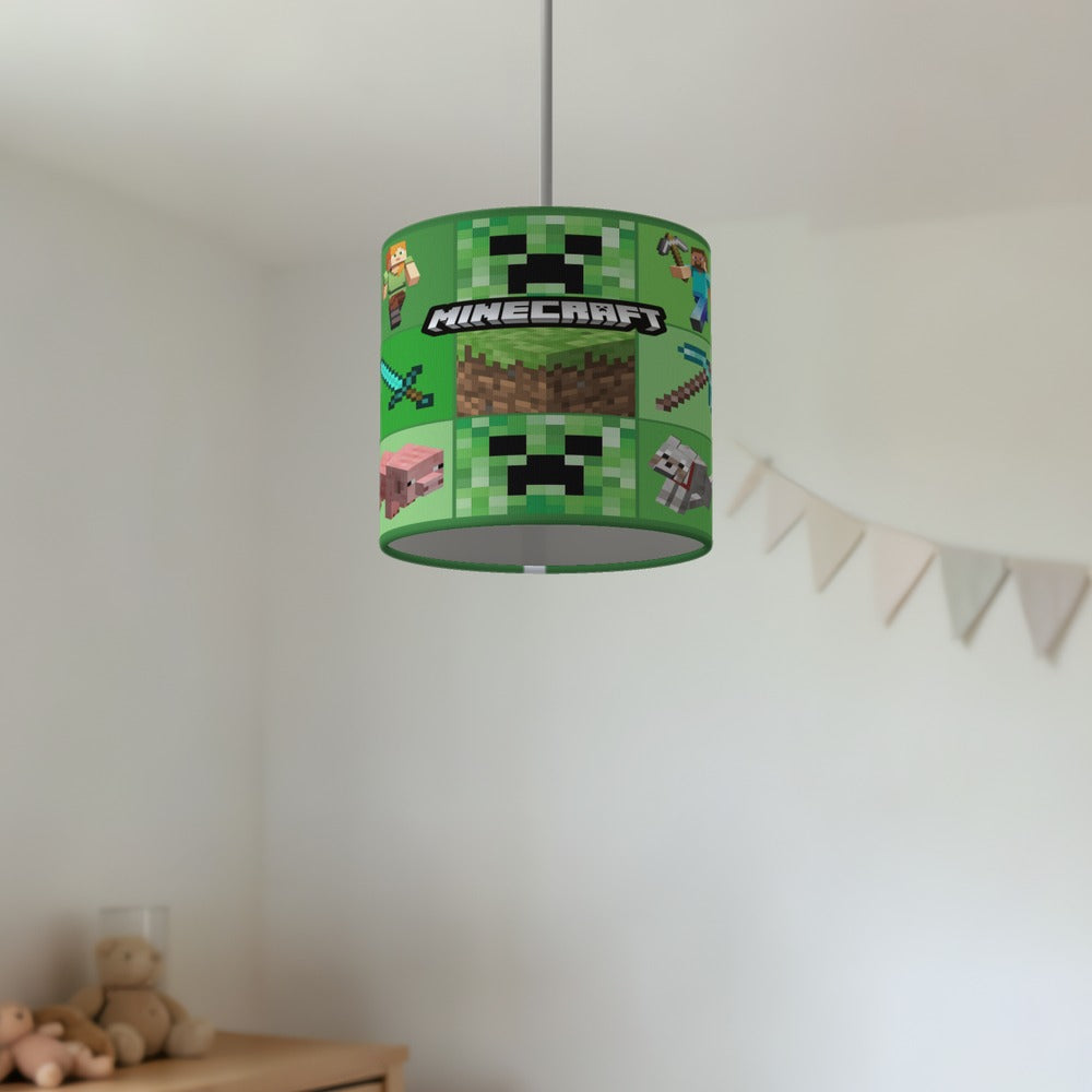 Pixels Mining Game Character Collage lampshade