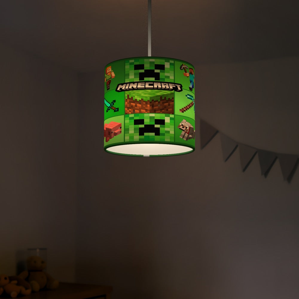Pixels Mining Game Character Collage lampshade