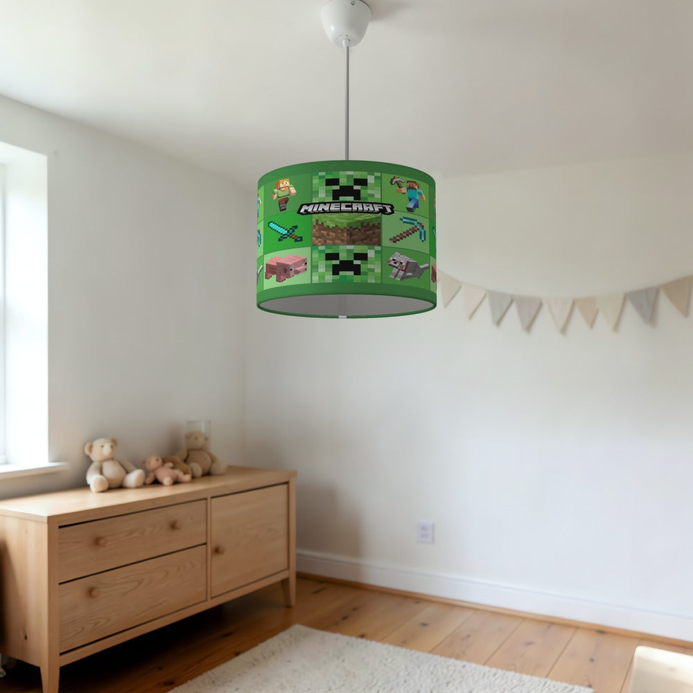 Pixels Mining Game Character Collage lampshade