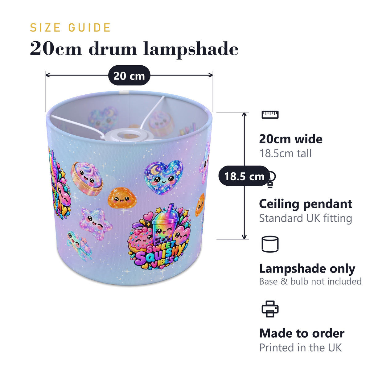 Sweet Squishy Vibes lampshade - 20cm x 18.5cm Ceiling - photo 7