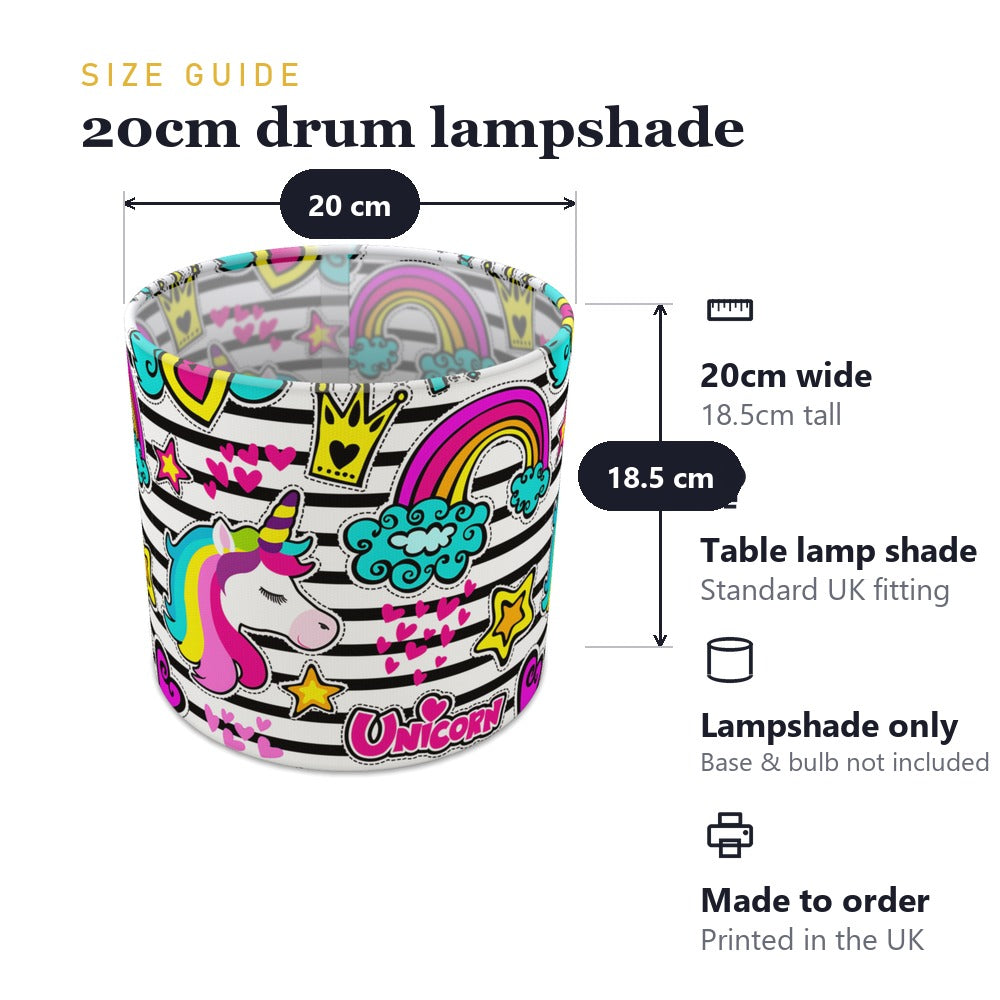 Rainbow Unicorn and Hearts lampshade