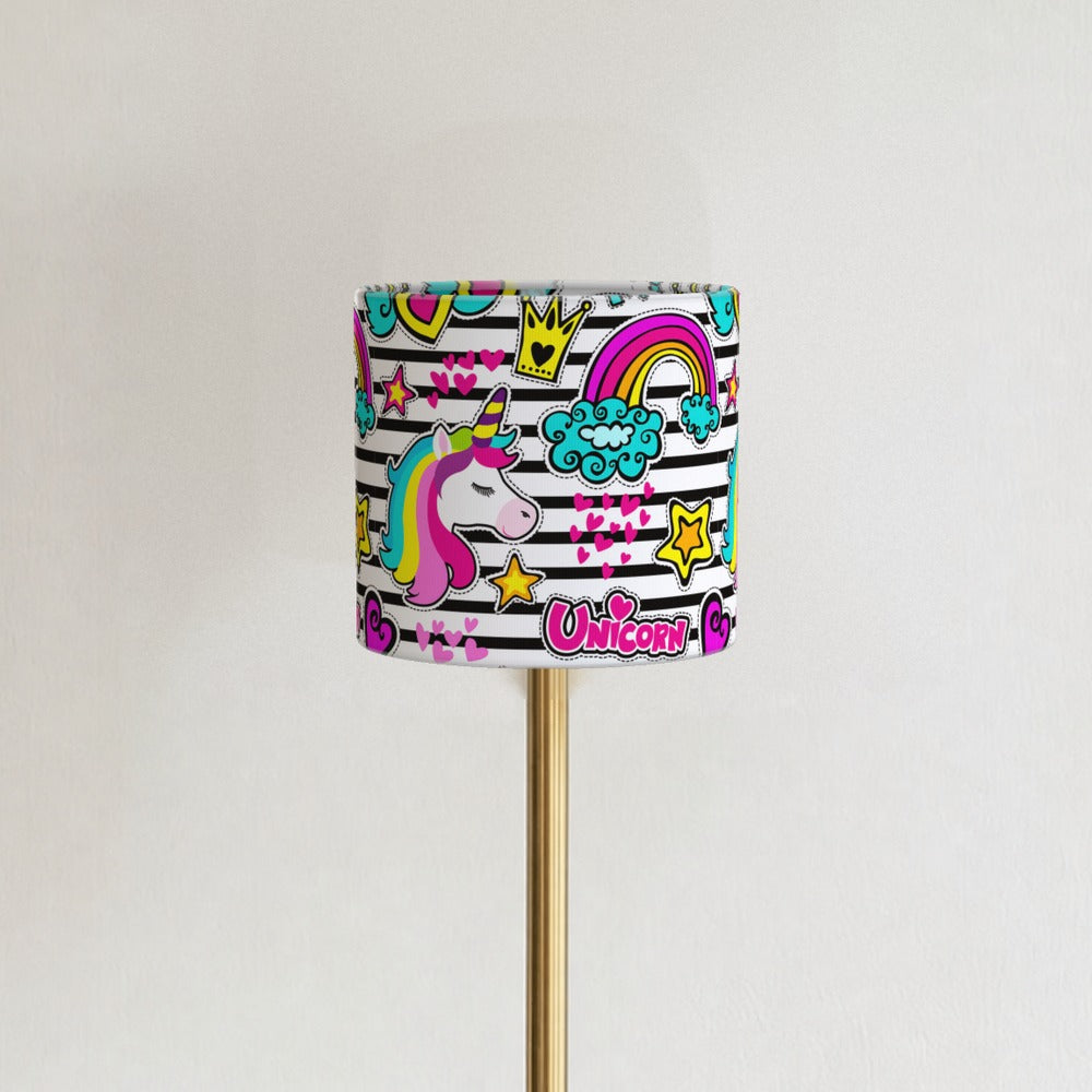 Rainbow Unicorn and Hearts lampshade