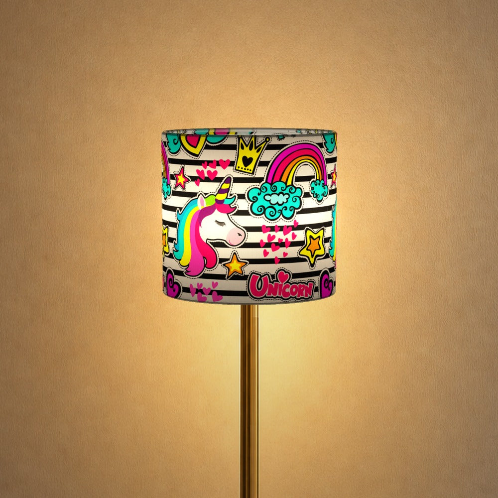 Rainbow Unicorn and Hearts lampshade