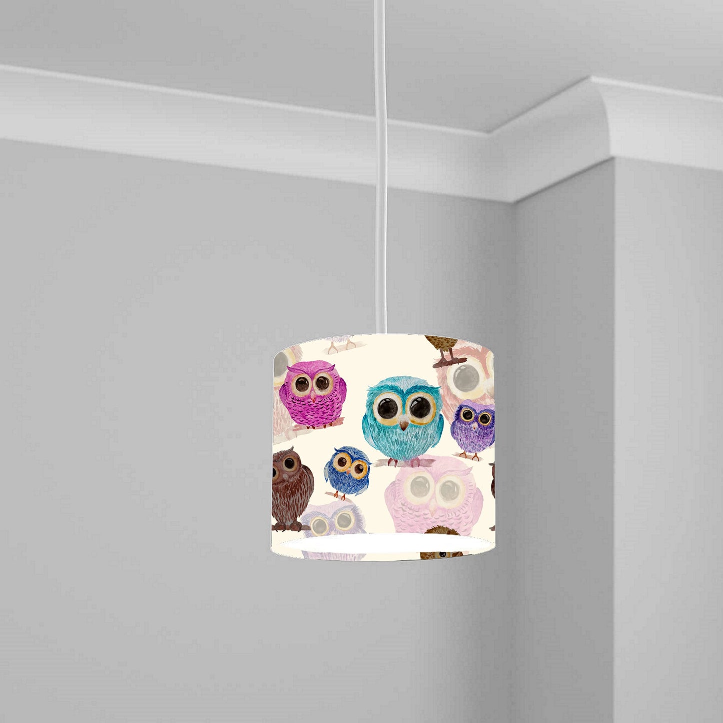 Colorful Owl Bird Ceiling Lampshade Lightshade for Nursery - 20cm x 18.5cm