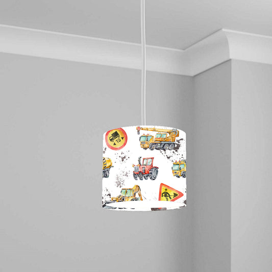 Colorful Construction Vehicles Ceiling Lampshade Lightshade for Nursery - 20cm x 18.5cm