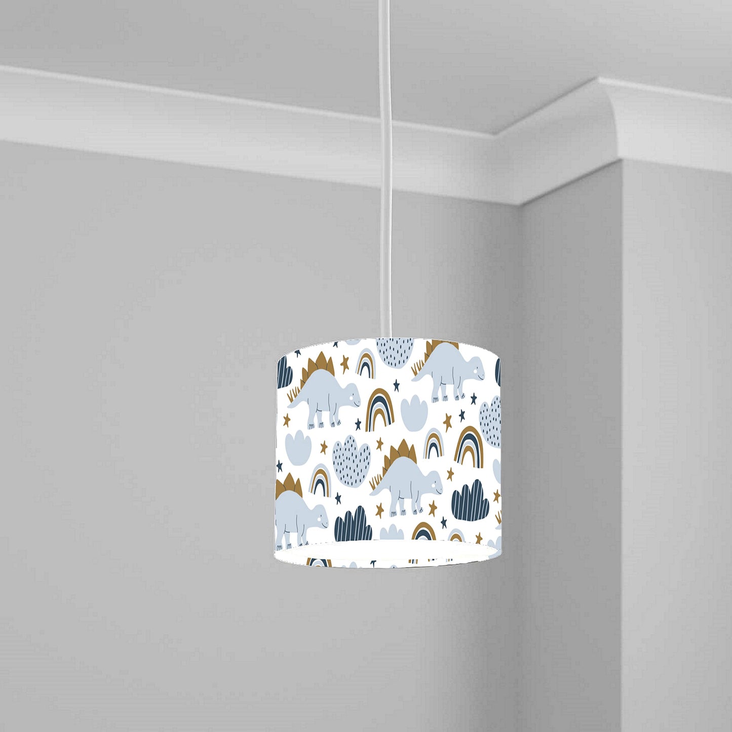 Dino Rainbow Pattern Ceiling Lampshade Lightshade for Kids Room - 20cm x 18.5cm