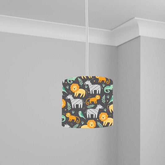 Jungle Safari Animal Print Ceiling Lampshade Lightshade for Nursery 1 2 3 4 5 6-20cm x 18.5cm