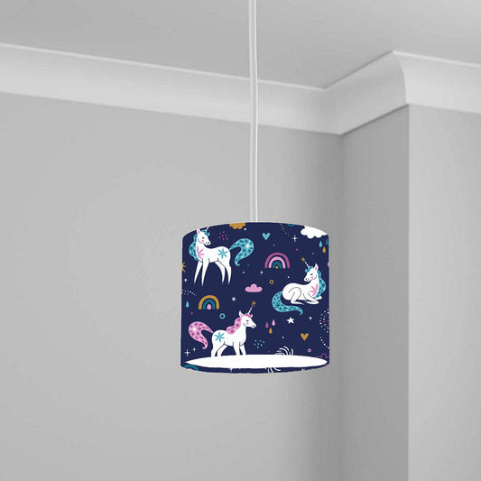 Enchanting Unicorn Pink and Blue Ceiling Lampshade Lightshade for Kids Room - 20cm x 18.5cm