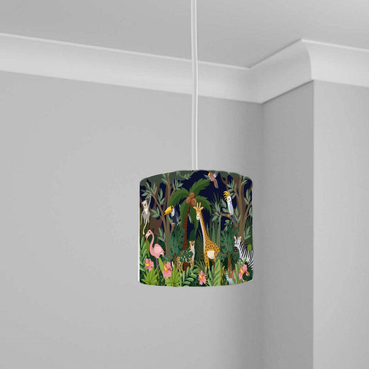 Jungle Safari Animal Print Ceiling Lampshade Lightshade for Nursery - 20cm x 18.5cm