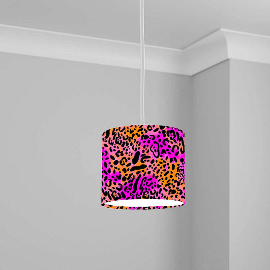 Pink Leopard Animal Print Ceiling Lampshade Lightshade for Nursery - 20cm x 18.5cm