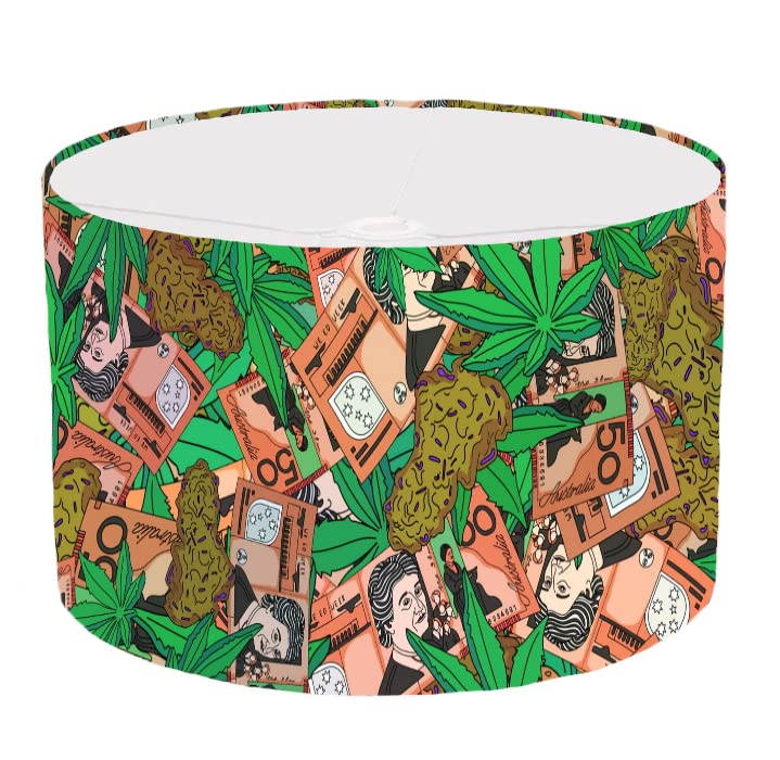Bold Cannabis Cash Pattern Ceiling Lampshade Lightshade for Room - 20cm x 18.5cm