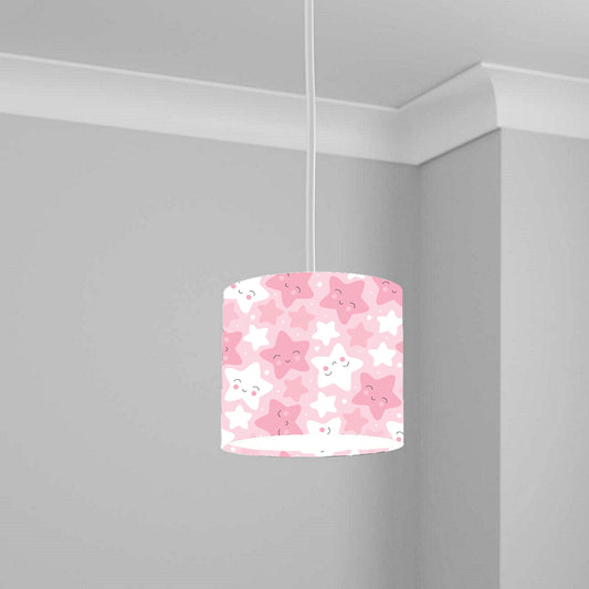 Pink Smiling Star Pattern Ceiling Lampshade Lightshade for Nursery - 20cm x 18.5cm