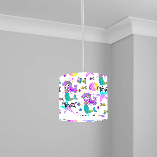 Colorful Mermaid and Seashell Ceiling Lampshade Lightshade for Nursery - 20cm x 18.5cm