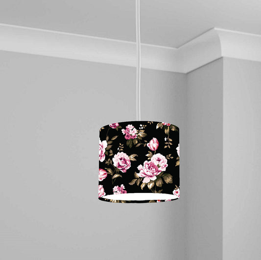 Elegant Pink Roses Floral Ceiling Lampshade Lightshade for Room - 20cm x 18.5cm