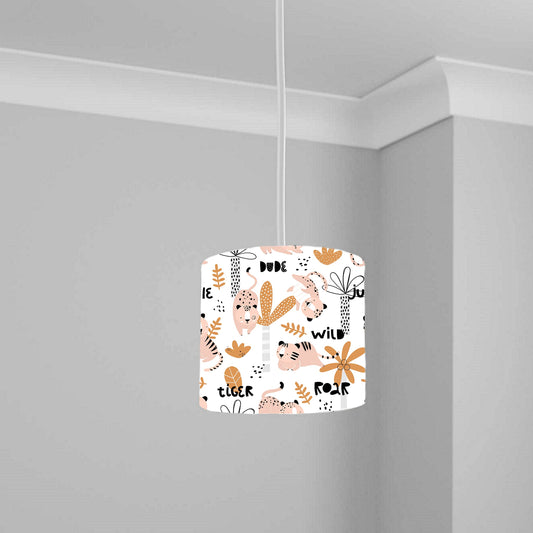 Pink Jungle Safari Tiger Ceiling Lampshade Lightshade for Nursery - 20cm x 18.5cm
