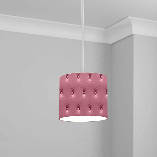 Pink Tufted Leather Effect Ceiling Lampshade Lightshade for Room - 20cm x 18.5cm