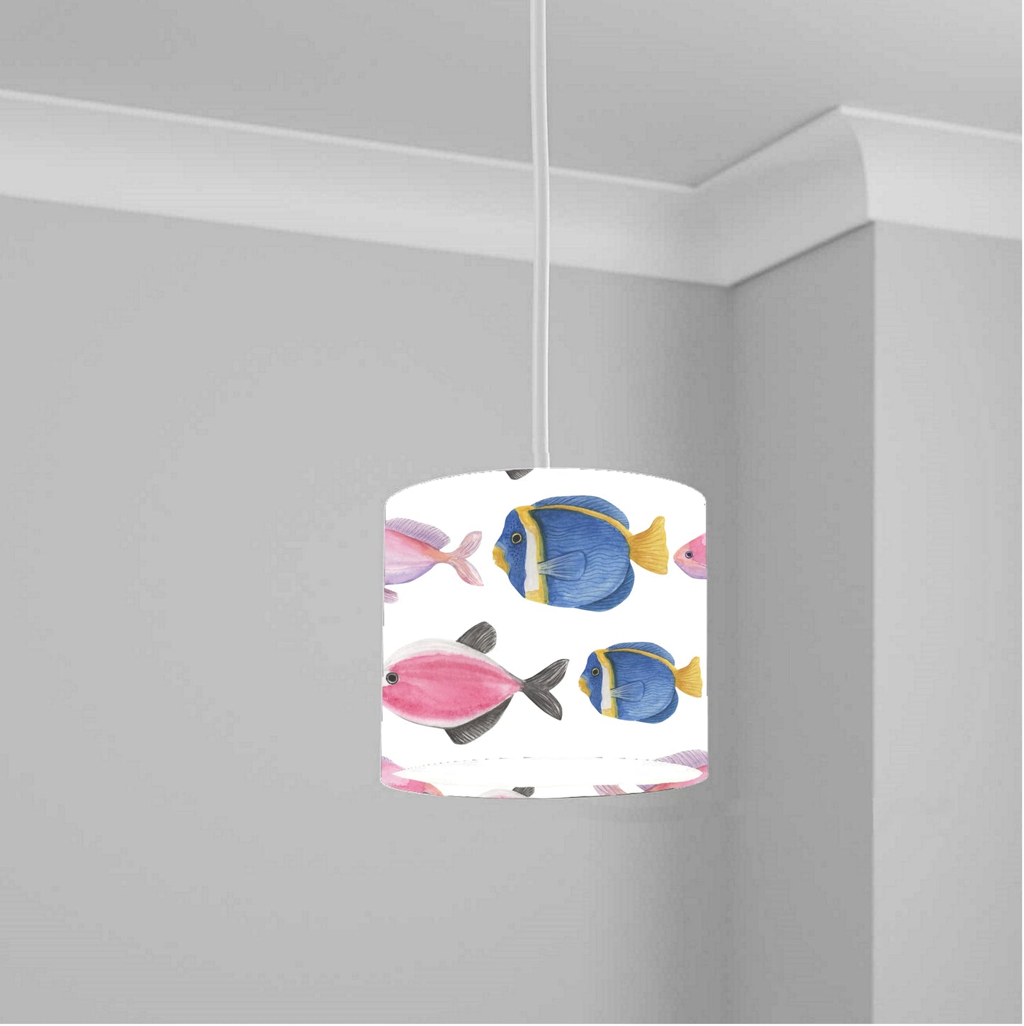 Pink Blue Tropical Fish Ceiling Lampshade Lightshade for Room - 20cm x 18.5cm