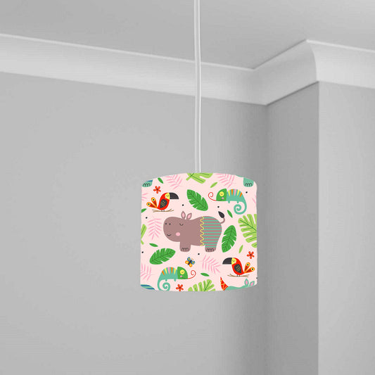 Colorful Jungle Animal Print Ceiling Lampshade Lightshade for Nursery - 20cm x 18.5cm