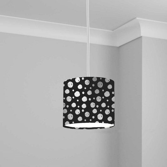 Silver Polkadot Pattern Ceiling Lampshade Lightshade for Room - 20cm x 18.5cm