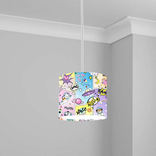 Cartoon Space Adventure Ceiling Lampshade Lightshade for Kids' Room - 20cm x 18.5cm