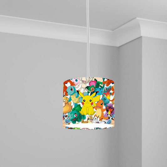 LASERFOCUS Kids Bedroom Lampshade, Multi Cartoon, 20CMX18.5CM, Round, Polyester, Metal Frame, Edge-to-Edge Print