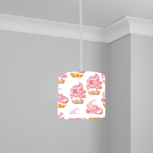 Pink Cupcake Pattern Ceiling Lampshade Lightshade for Nursery - 20cm x 18.5cm