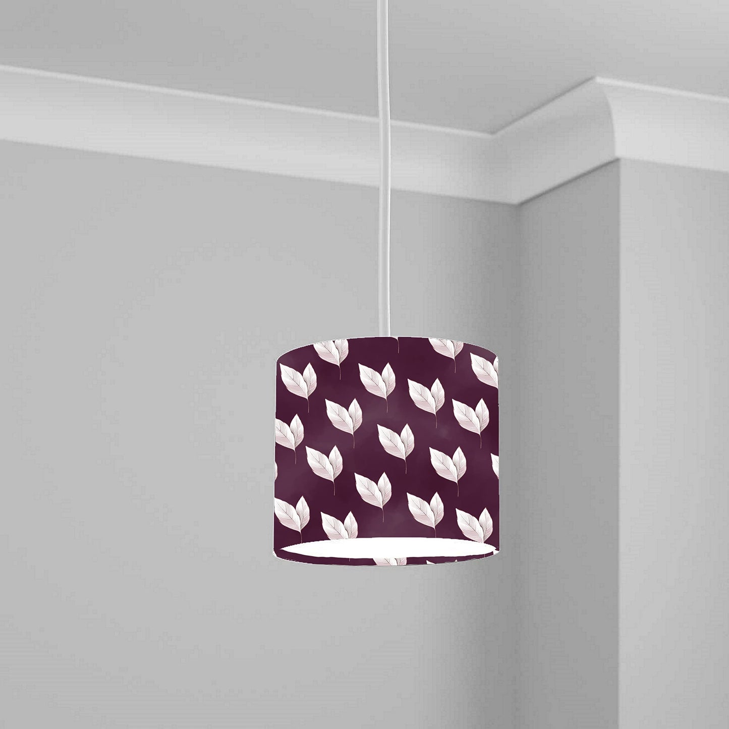 Elegant Purple Leaf Pattern Ceiling Lampshade Lightshade for Room - 20cm x 18.5cm