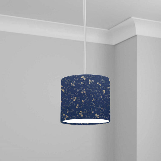 Elegant Gold and Blue Floral Pattern Ceiling Lampshade Lightshade for Room - 20cm x 18.5cm