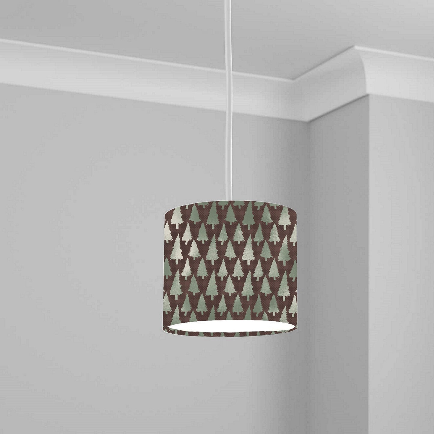 Festive Evergreen Christmas Tree Pattern Ceiling Lampshade Lightshade for Room - 20cm x 18.5cm