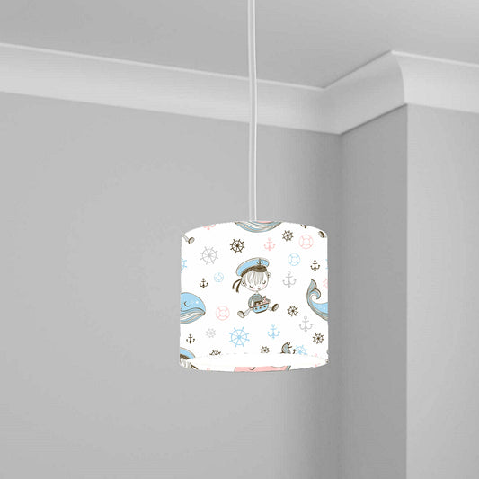 Nautical Pirate Whale Ceiling Lampshade Lightshade for Nursery - 20cm x 18.5cm
