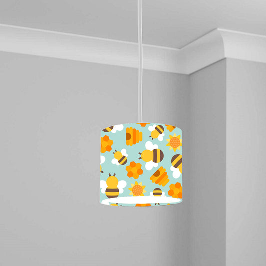 Cute Bees and Honeycomb Ceiling Lampshade Lightshade for Nursery - 20cm x 18.5cm