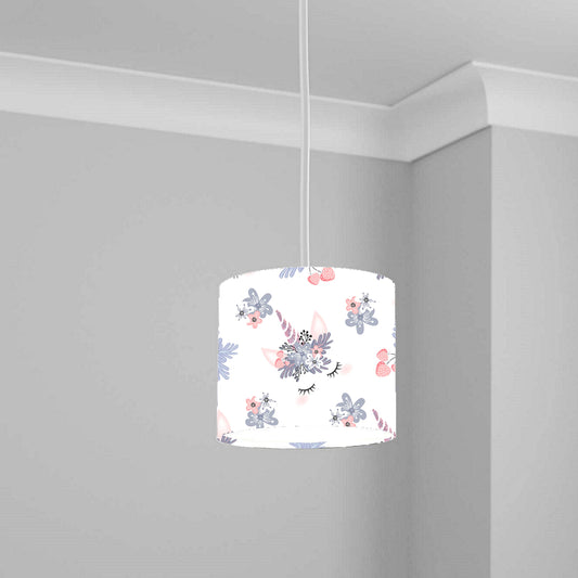 Whimsical Unicorn Floral Ceiling Lampshade Lightshade for Kids' Room - 20cm x 18.5cm