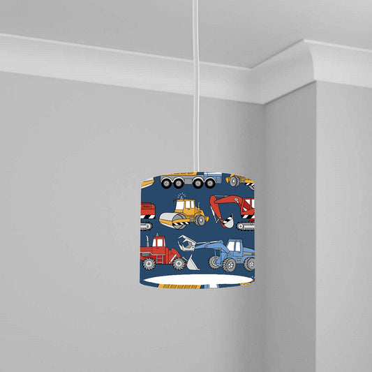 Colorful Construction Vehicle Ceiling Lampshade Lightshade for Kids Room - 20cm x 18.5cm