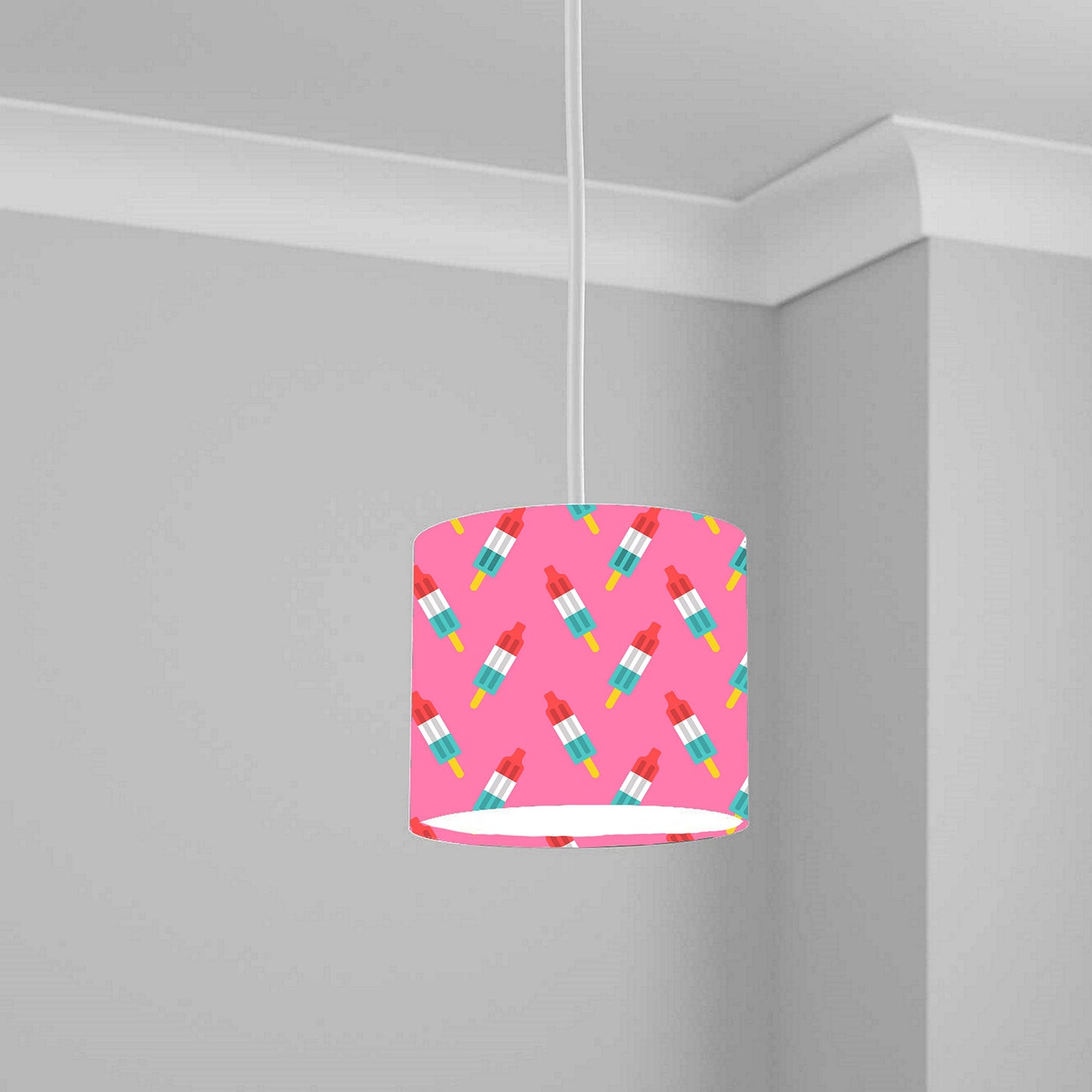 Pink Ice Lolly Pattern Ceiling Lampshade Lightshade for Nursery - 20cm x 18.5cm