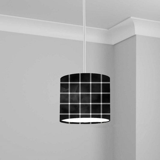 Black Checkered Pattern Ceiling Lampshade Lightshade for Room - 20cm x 18.5cm