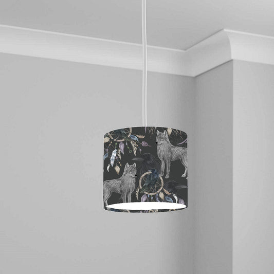Mystical Wolf and Crow Dark Pattern Ceiling Lampshade Lightshade for Room - 20cm x 18.5cm