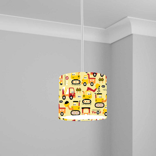 Boys Lampshade Digger Kids Bedroom lightshade Light Shade Boys Trucks Cars Builder 20CMX18.5CM